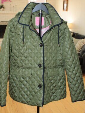 NWOT Kate Spade Olive Green Quilted Hooded Jacket Size XL